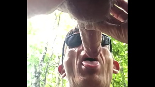 Dick sucking in the woods real amateur